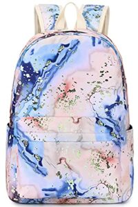 backpack for teen girls school laptop backpacks middle school college marble bookbags (marble orange)