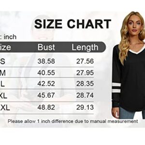 Tunic Tops for Leggings for Women V Neck Long Sleeve Fall Shirts Loose Fit Casual Tops B-black