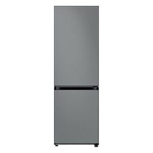 samsung 12.0 cu ft bespoke compact refrigerator w/ bottom freezer, flexible slim design for small spaces, even cooling, reversible door, led lighting, energy star certified, rb12a300631/aa, gray glass