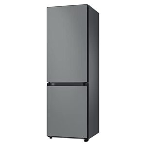 SAMSUNG 12.0 Cu Ft BESPOKE Compact Refrigerator w/ Bottom Freezer, Flexible Slim Design for Small Spaces, Even Cooling, Reversible Door, LED Lighting, Energy Star Certified, RB12A300631/AA, Gray Glass