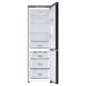 SAMSUNG 12.0 Cu Ft BESPOKE Compact Refrigerator w/ Bottom Freezer, Flexible Slim Design for Small Spaces, Even Cooling, Reversible Door, LED Lighting, Energy Star Certified, RB12A300631/AA, Gray Glass