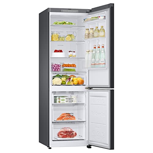 SAMSUNG 12.0 Cu Ft BESPOKE Compact Refrigerator w/ Bottom Freezer, Flexible Slim Design for Small Spaces, Even Cooling, Reversible Door, LED Lighting, Energy Star Certified, RB12A300631/AA, Gray Glass