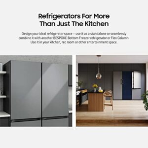 SAMSUNG 12.0 Cu Ft BESPOKE Compact Refrigerator w/ Bottom Freezer, Flexible Slim Design for Small Spaces, Even Cooling, Reversible Door, LED Lighting, Energy Star Certified, RB12A300631/AA, Gray Glass