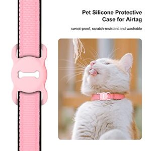 Airtag Dog Collar Holder, DLENP Air Tag Protective Cat Airtag Dog Collar,Silicone AirTags GPS Tracking Accessories,Air Tags with Bone Pattern (1 Pack(Pink))