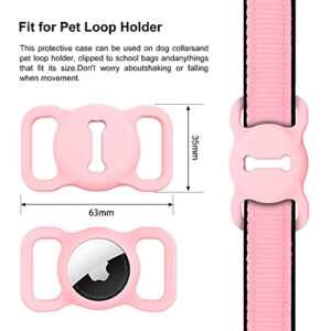 Airtag Dog Collar Holder, DLENP Air Tag Protective Cat Airtag Dog Collar,Silicone AirTags GPS Tracking Accessories,Air Tags with Bone Pattern (1 Pack(Pink))