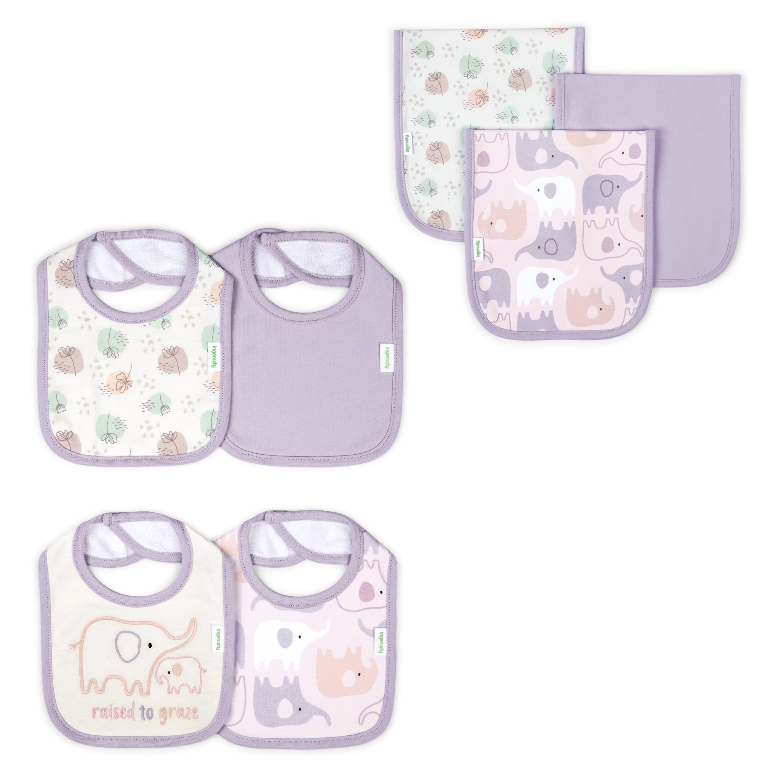 Ingenuity Easy Eater 4-Pack Baby Bib Set - Grazy & Easy Eater 3-Pack Baby Burp Cloth Set - Grazy