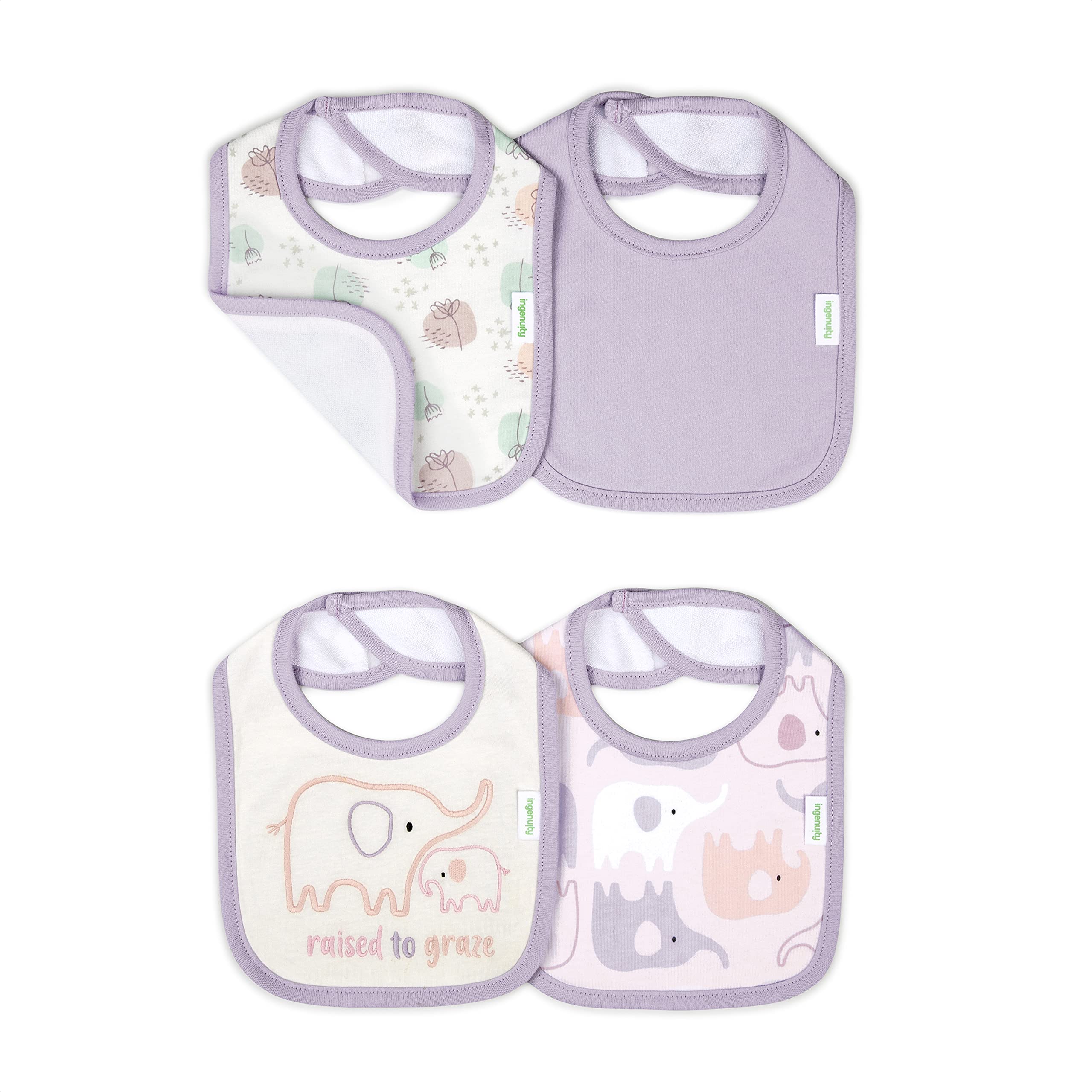 Ingenuity Easy Eater 4-Pack Baby Bib Set - Grazy & Easy Eater 3-Pack Baby Burp Cloth Set - Grazy