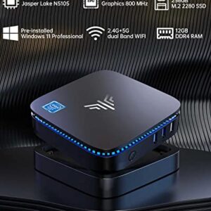 KAMRUI Mini PC, AK1 PRO 12GB RAM 256GB SSD Mini Desktop Computer Intel Celeron N5105 Processor,Quad Core Micro Computer 4K, Support 2.5-inch SSD, 2.4G/ 5.0G WiFi, Gigabit Ethernet, HTPC