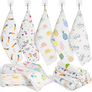 10 pieces baby burp cloth 10 x 20 inches 6 layer soft absorbent muslin newborn towel for baby shower machine washable, for sensitive skin baby (floral pattern)