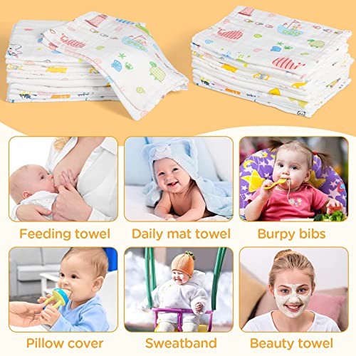 10 Pieces Baby Burp Cloth 10 x 20 inches 6 Layer Soft Absorbent Muslin Newborn Towel for Baby Shower Machine Washable, for Sensitive Skin Baby (Floral Pattern)