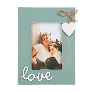 love picture frame blue 4x6,heart photo frame teal for boyfriend ,couple,family