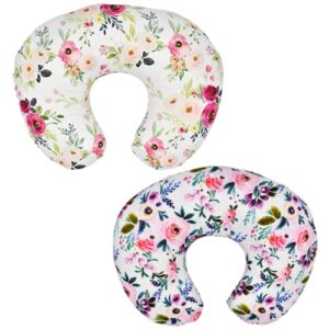 jypromise 2 pack nursing pillow covers, nursing pillow slipcovers for breastfeeding moms, soft and stretchy safely breastfeeding pillow cover for infant & baby girl (floral 1)