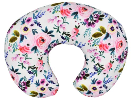 JYPromise 2 Pack Nursing Pillow Covers, Nursing Pillow Slipcovers for Breastfeeding Moms, Soft and Stretchy Safely Breastfeeding Pillow Cover for Infant & Baby Girl (Floral 1)