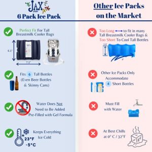 Breastmilk Ice Pack Fits 6 Pack of Bottles for Breast Milk Storage in Breastmilk Cooler Bag -5°C Bottle Ice Pack Long Lasting Ice Pack for Bottles and Slim Cans & Bottle Ice Pack On the Go Working Mom