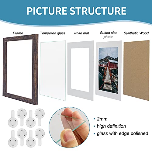 BEYAHELA Rustic 5x7 Picture Frame Set 6 Pack, White 5x7 Photo Frames, Display 4x6 With Mat, Distressed Wood Picture Frames 5x7 with Mounting Hardware Display for TableTop or Wall Decoration(Mixed)