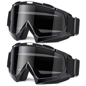 mambaout adult dirt bike goggles, 2-pack atv motorcycle goggles for men & women, wide vision riding off-road goggles