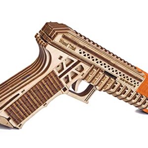 Wood Trick Defenders Gun 3D Wooden Puzzles for Adults and Kids to Build - Shoots up to 13 ft - 2 Clips - 9x5 in - Wooden Model Kits for Adults and Kids - 14+