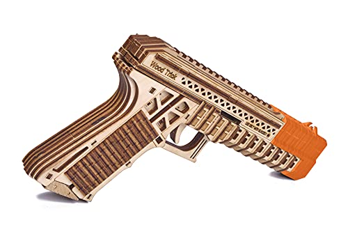 Wood Trick Defenders Gun 3D Wooden Puzzles for Adults and Kids to Build - Shoots up to 13 ft - 2 Clips - 9x5 in - Wooden Model Kits for Adults and Kids - 14+