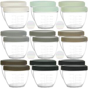 youngever 18 sets baby food storage, 2 ounce plastic baby food containers with lids and labels (urban colors)