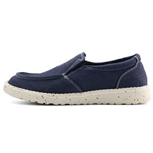 firelli womens casual slip-on canvas loafer walking flat shoes (9.5,navy)