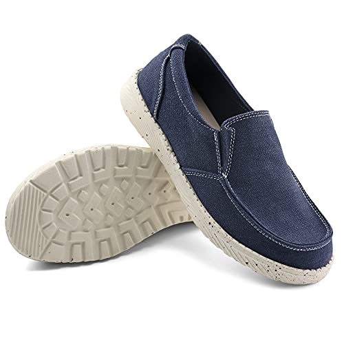 firelli Womens Casual Slip-on Canvas Loafer Walking Flat Shoes (9.5,Navy)