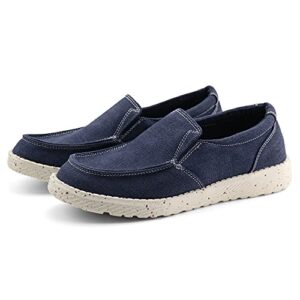 firelli Womens Casual Slip-on Canvas Loafer Walking Flat Shoes (9.5,Navy)