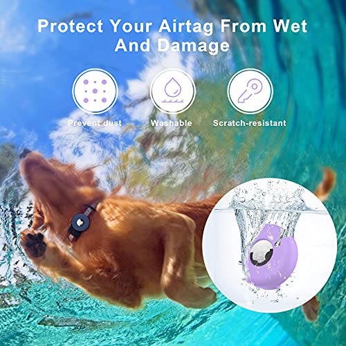OUBA Holder for Dog Collar (2 Pack), Silicone Pet Collar Case for Apple Airtags 2021, Anti-Lost Air Tag Case Pet Loop Holder Compatible with Dog Collars Loop&Backpack Bag Accessories (Blue & Purple)