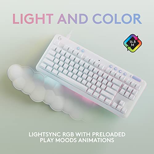 Logitech G713 Wired Mechanical Gaming Keyboard with LIGHTSYNC RGB Lighting, Linear Switches (GX Red), and Keyboard Palm Rest, PC and Mac Compatible - White Mist