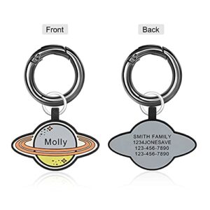 Personalized Dog ID Tags for Pets LAGOFIT Custom Dog Tags Silicone Double-Sides Engraved Name Dog Tags for Pets Dog ID Tags Dog Name Tags Silicone Dog Tags (6 - Planet)