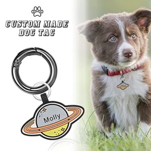 Personalized Dog ID Tags for Pets LAGOFIT Custom Dog Tags Silicone Double-Sides Engraved Name Dog Tags for Pets Dog ID Tags Dog Name Tags Silicone Dog Tags (6 - Planet)