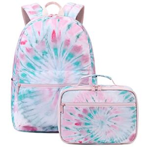 abshoo lightweight tie dye school backpacks for teen girls backpack with lunch bag (a tie dye)