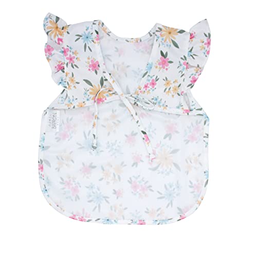 BapronBaby Flutter Pastel Floral Bapron - No Neck Tie Safer Bib for Baby & Toddler - Soft Waterproof Stain Resistant - Machine Washable - Sz Baby/Toddler 6m-3T