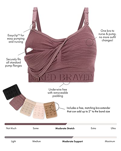 Kindred Bravely Sublime Hands Free Pumping Bra | Patented All-in-One Pumping & Nursing Bra with EasyClip (Twilight, Large)