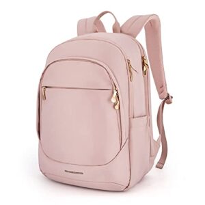 light flight collge laptop backpack, 15.6 inch laptop travel backpack for women, college computer bookbag casual bag for work travel college, gifts for women,pink