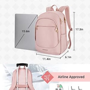 LIGHT FLIGHT Collge Laptop Backpack, 15.6 inch Laptop Travel Backpack for women, College Computer Bookbag Casual Bag for Work Travel College, Gifts for Women,Pink