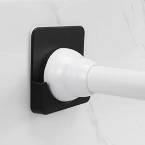 NearMoon Adhesive Shower Curtain Rod Holder | Rod Retainer | No Drilling | 3M Adhesive | Stick On | Shower Curtain Rod Not Included | 2 Pack (Matte Black)