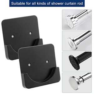 NearMoon Adhesive Shower Curtain Rod Holder | Rod Retainer | No Drilling | 3M Adhesive | Stick On | Shower Curtain Rod Not Included | 2 Pack (Matte Black)