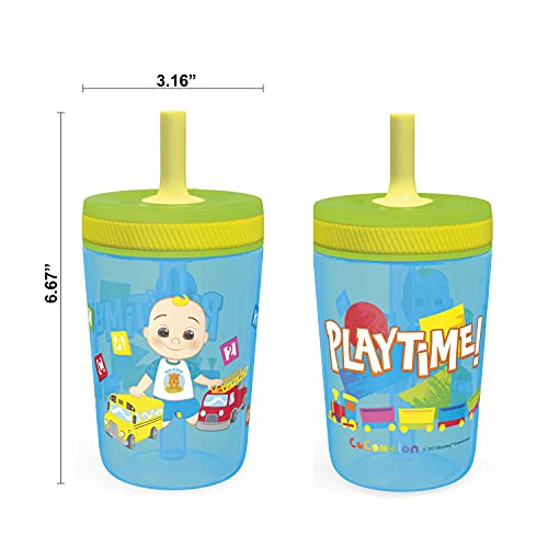 Zak Designs 15oz Cocomelon Kelso Tumbler Set, Leak-Proof Screw-On Lid with Straw Made of Durable Plastic and Silicone, Perfect Bundle for Kids, 1 Count (Pack of 1)