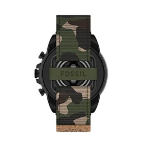 Fossil Men's Gen 6 44mm Stainless Steel and Cork Touchscreen Smart Watch, Color: Black, Camo (Model: FTW4063V)