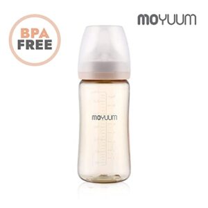 MOYUUM PPSU All in One Feeding Bottle, Stage 2, Medium Flow, 9oz (Beige)