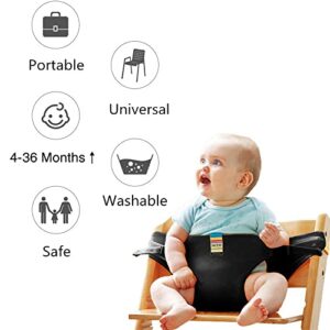 Lychee Harness Seat for High Chair Baby Feeding Safety Seat with Strap, Toddler Booster Harness Belt Portable Dining Seat Strap for Travel Home Restaurant Shopping (Black)