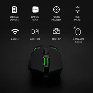 Gaming Wireless TKL Keyboard Mouse Combo Rechargeable LED Backlit Tenkeyless Compact 87 Keys 6 Button for Computer Laptop PS4 PS5 Switch Compatible with Windows XP/7/8/10 iMac MacBook Xbox one X