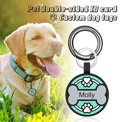 JewelOra Personalized Engraved Pet ID Tags Custom Silicone Dog ID Tags Engraved Double Sided Dog Cat Pet Name Number ID Tag(Green)