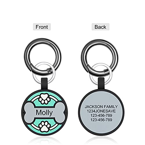 JewelOra Personalized Engraved Pet ID Tags Custom Silicone Dog ID Tags Engraved Double Sided Dog Cat Pet Name Number ID Tag(Green)