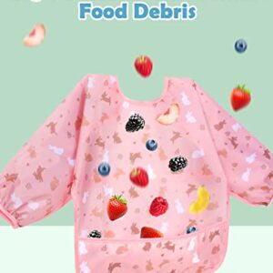 Lictin Baby Bibs for Boy or Girl - Baby Bibs for Eating, Long Sleeve Bib, Waterproof Toddler Bibs, 0-24 Months Neutral Baby Smock, Reusable Infant Baby Bibs for Feeding Teething or Weaning 5 Pcs