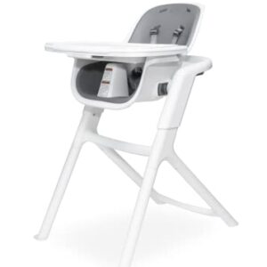 4moms Connect High Chair, One-Handed Magnetic Tray Attachment, White/Grey