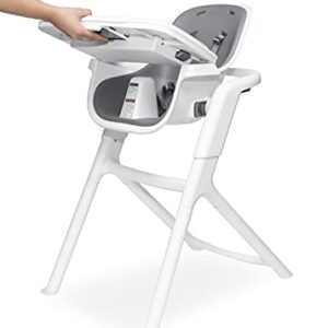 4moms Connect High Chair, One-Handed Magnetic Tray Attachment, White/Grey