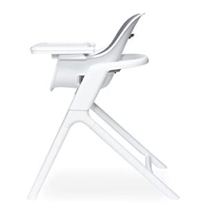 4moms Connect High Chair, One-Handed Magnetic Tray Attachment, White/Grey