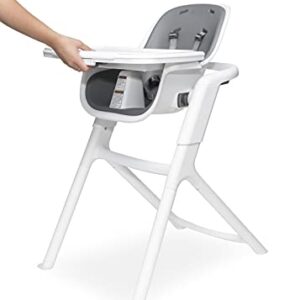 4moms Connect High Chair, One-Handed Magnetic Tray Attachment, White/Grey