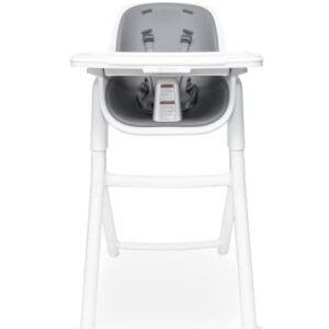 4moms Connect High Chair, One-Handed Magnetic Tray Attachment, White/Grey